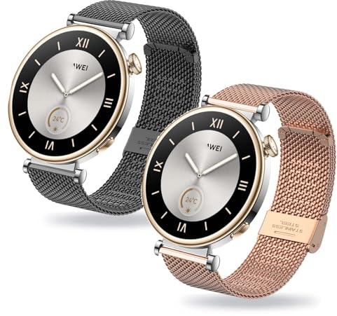 KUWAI Lot de 2 bracelets pour Huawei Watch GT4 41 mm Bracelet en acier inoxydable magnétique pour Huawei Watch GT 4 41 mm pour homme et femme Bracelet pour Huawei Watch GT4 41 mm