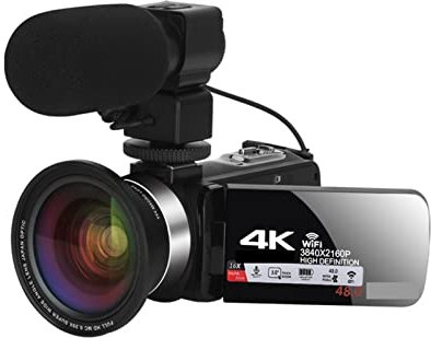Videokamera-Camcorder Voller 4K-Vlog-Digital-Camcorder Live-Stream Professionelle Videokameras WIFI-Webcam Weitwinkelobjektiv Blog-Recorder 18X Digitale Vlogging-Kamera ( Color : Noir , Size : 128G SD