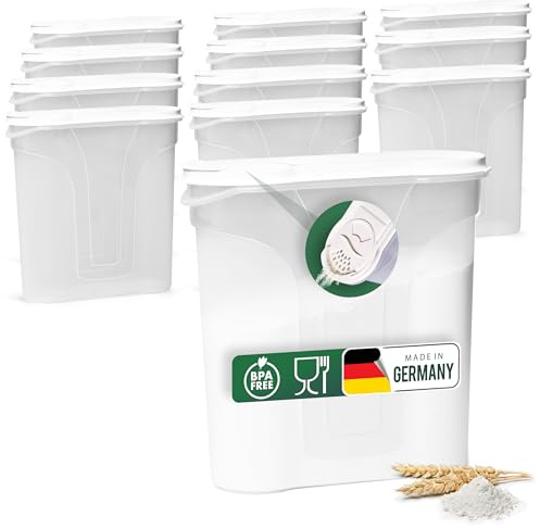 Novaliv Schüttdosen 12er SET Vorratsdose zum Streuen 4 Liter - Maße (LxBxH): 25,5 x 25,5 x 10 cm - Dose mit Deckel 4l für Müsli Mehl Zucker Dosen Küchen Organizer Food Box Meal-Prep-Boxen