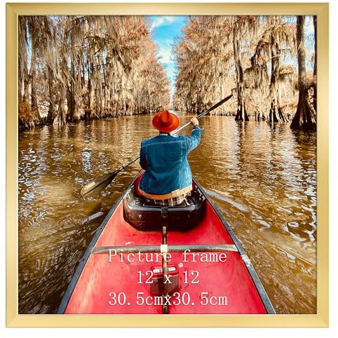 Giftgarden Gold Bilderrahmen 30x30 cm, Moderner Fotorahmen für Quadratischer Foto und Bilder, Glattes Schlankes Design, Wand- oder Tischaufsteller - Einzel