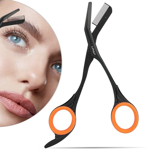 LePinko Augenbrauen-Trimmschere mit Kämmen, Geschenke für Männer und Frauen, Strumpffüller, Schwarz