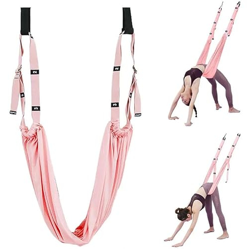 Feaolala Yoga Seil Stretching Ausrüstung mit Tür Anker Flexibility Trainer Backbend Assist für Splits Home Fitness Training Sling Bein Stretching Band (Rosa)
