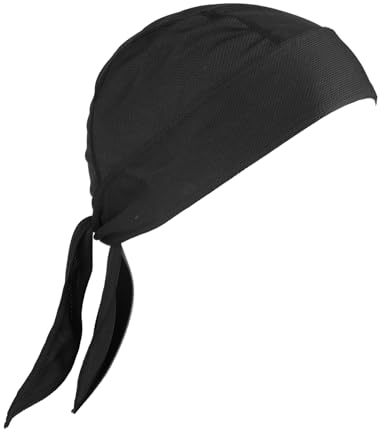 Sports Bandana Herren, Cap Durag Bandana Kopftuch Fahrrad Kopfbedeckung Atmungsaktiv Nimmt Schweiß auf Hat, Sonnenschutz-Kopftuch für Laufen, Radfahren, Outdoor, Angeln, Camping (Schwarz)