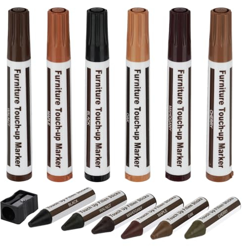 ACWOO Furniture Repair Kit Wood Markers Wax Sticks, 13PCS Multicolor Furniture Repair Marker Kit with Sharpener for Stains, Scratches, Floors, Tables, Desks, Bedposts, Touch Ups and Coverr Ups