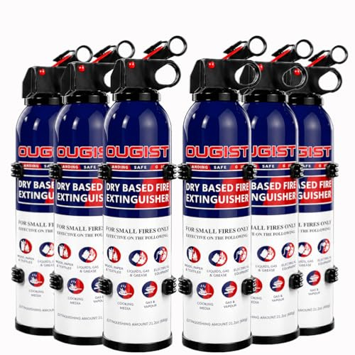 ABC - Extintor de incendios para el hogar y el vehículo, extintor compacto | Grasa y extintor eléctrico para cocina, coche, oficina, fácil de usar (paquete de 6, 1.3 libras cada uno)