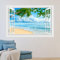 astylishome Bathroom Wall Stickers Summer Art Sticker Palm Tree Beach Bench Decal for Bathrooms Living Room Seaside Scenery Mural Picture for Home Decorations 1605
