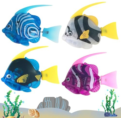 Afenau 4 pièces Poisson Robot Bain,Poisson Jouet Enfant Electronique,Natation Fish Robot,Poisson Plastique Jouet,Poisson Robot,Jouet de Piscine pour la Piscine,Réutilisable Poisson Piscine Jouet