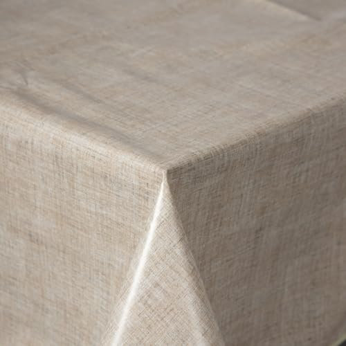 texpot Wachstuch 140 cm rund mit Linien abwaschbar mit Saum Polyester Gartentischdecke