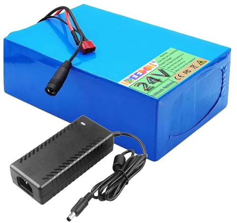 FREEDOH Pack de Batterie au Lithium 24 V Batterie Lithium-ION 24 V Batterie Rechargeable 10 Ah 12 Ah 15 Ah 18 Ah 20 Ah pour Moteur 0-500 W avec Chargeur