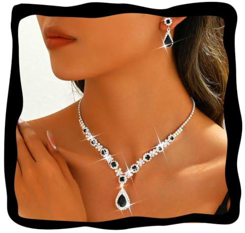 Fashband Bridal Necklace Set Silver Pendant Earrings Set Bride Wedding Jewelry Sets Rhinestone Prom Necklaces Accessories for Women