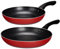 TIENDA EURASIA – Set 2 Sartenes | Metal Aluminio prensado + Plástico Baquelita | Medidas Sartén Pequeño 22.5x4.3 cm y Sartén Grande 26x4.7 cm | Rojo y Negro | Apto para Gas + Inducción, Vitrocerámica