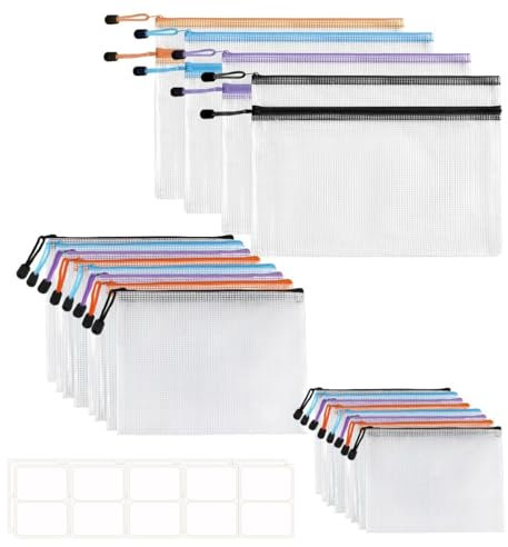 20 Stück Dokumententaschen mit Reißverschluss, Aus PVC-Material, wasserdicht & transparent, 4x A4, 8x A5 & 8x A6 – ideal für Haushalt, Schule & Büro