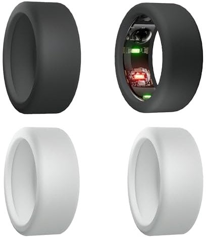 Gaaines 4 Pcs Ring Covers Compatible with Oura Ring 4,Silicone Rings Protective Cover for Oura Rings,Silicone Protector Male and Women (Black+White,S for 4/5/6/7/8/9/10)