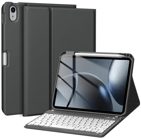 drivego Keyboard Case for iPad A16 11th 10th Genration 2025/2022 11/10.9 | with Pencil Holder, Anti-fall Keycaps Detachable Bluetooth Keyboard for iPad A16 2025 11 Inch Case, UK QWERTY, Space Grey