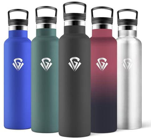 Motswedi Botella Termica Agua Acero Inoxidable, 750ml Libre de BPA, 2 Tapas Incluidas (Con Pajita), 304 Acero Inoxidable, Botellas para Oficina, Gimnasio, Salidas diarias - Negro