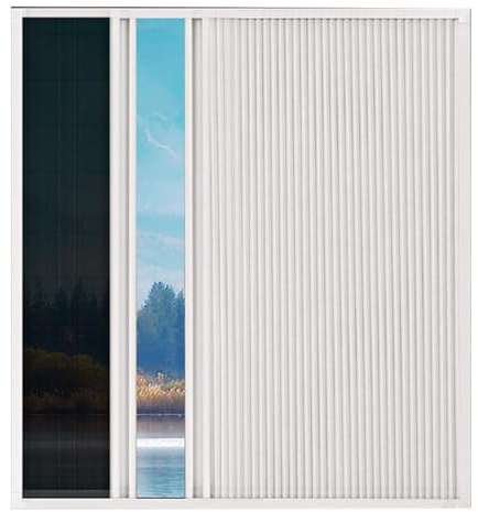 HJZALMI Adjustable Window Screen, Accordion Sliding Screen With White Frame, 2 Ways Expandable Aluminum Frame Blackout Blinds For Kitchen Bedroom(120x120cm)