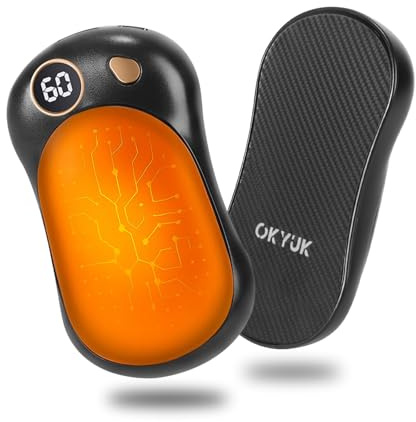 OKYUK Handwärmer 2 Pack, Magnetisches Handwärmer Elektrisch Wiederaufladbar mit 5000 mAh Akkukapazität und 3 Stufen, Kann als Powerbank verwendet Werden, Perfektes für Camping und Geschenke