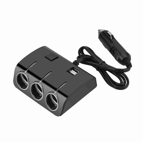 Ausla 3 Way Car Cigarette Lighter Socket Splitter, Dual USB Charger Adapter, Fast Charging for All Vehicles