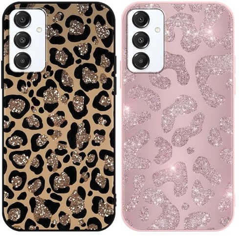 Yirlbey 2 Stück Handyhülle für Samsung Galaxy A16 5G Hülle 6,7, Aesthetic Muster Motiv Design Weiche TPU Ultra Dünn Bunt Silikon Schutzhülle Kratzfeste Stoßfest Bumper Case für Mädchen, Leopard