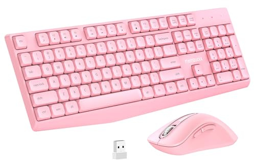 QWERTY Wireless Keyboard and Mouse Set, Full Size-104 Key Keyboard with Number Pad, 2.4GHz Wireless with Single USB Nano Receiver, 1400 DPI Optical Mouse, Plug and Play for Windows PC Laptop and Mac