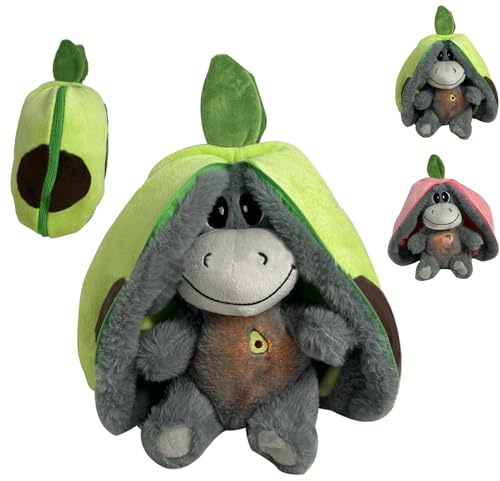 Uomianty Atmendes Stofftier Schlummer Esel, Erdbeeresel Plüschtiere, Schlafendes Stofftier, Mit Atembewegung Und Musik, Süße Versteckspiel Puppe, Beruhigendes Schlaf, Lindert Ängste