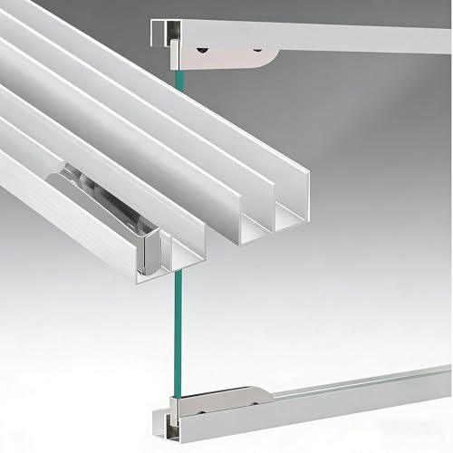 Rail Coulissant, Kit Rail Porte Coulissante Exterieure, Roulettes Silencieuses, Compatible avec les Panneaux de Verre et de Bois, Installation Sans Clous(60cm/24in)