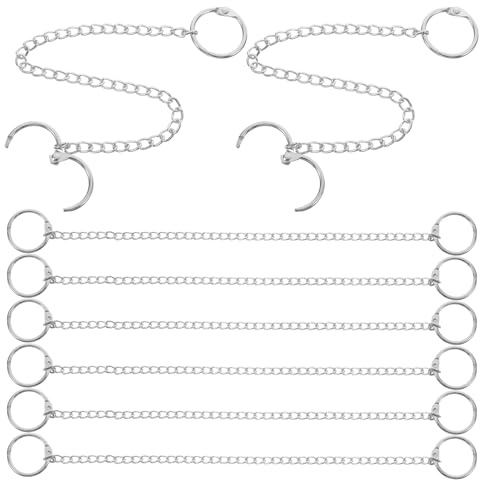 GETAJGHSD Hanging Tag Chains 10 Pcs Silver Metal 25Cm Iron Chains with Card Rings for Malls, Window Decoration and Bird Feeder Hanger