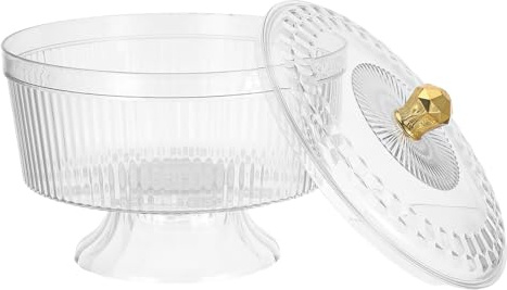 Abaodam Coupe à Fruits en Plastique Transparente sur Pied avec Couvercle, Bol Élégant et Moderne pour Gâteaux et Biscuits, Protection Alimentaire pour Table et Décoration Maison