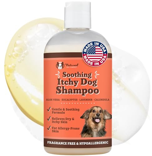 Natural Dog Company Itchy Dog Shampoo for Allergies and Itching, Cleans, Hydrates and Relieves Discomfort from Dry Irritated Skin, Hypoallergenic, All Natural Ingredients, 12oz Bottle