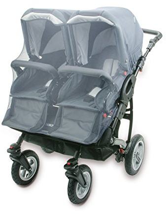 Kinderwagen Netz/Universal Insektenschutz/Mückennetz für Zwillingskinderwagen/Zwillingsbuggy – Farbe: Anthrazit