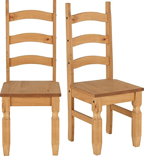 Seconique Corona Dining Chair Set of 2 in Distressed Waxed Pine