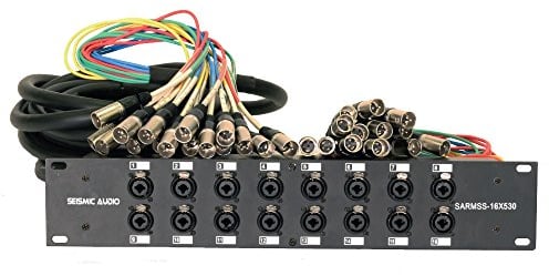 Seismic Audio Rack Mount 16 Channel TRS Combo Splitter Snake Cable-5' and 30' XLR Trunks (SARMSS-16x530)