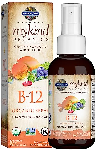 Garden of Life Kind Organics Methylcobalamin B12 Spray (Vegan, Gluten & Dairy Free, Raspberry Flavour, 500mcg, 58ml)