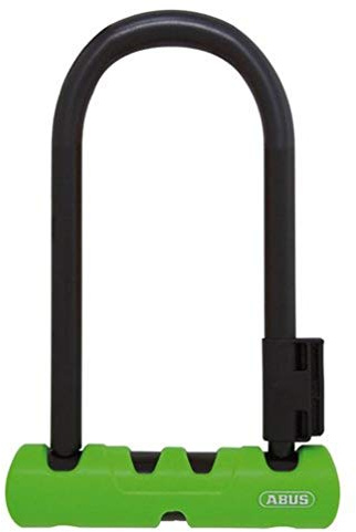 ABUS U-lock Ultra 410 + SH34 lock holder - Bicycle lock with round shackle - security level 8 - Black/Green - 180 mm shackle height