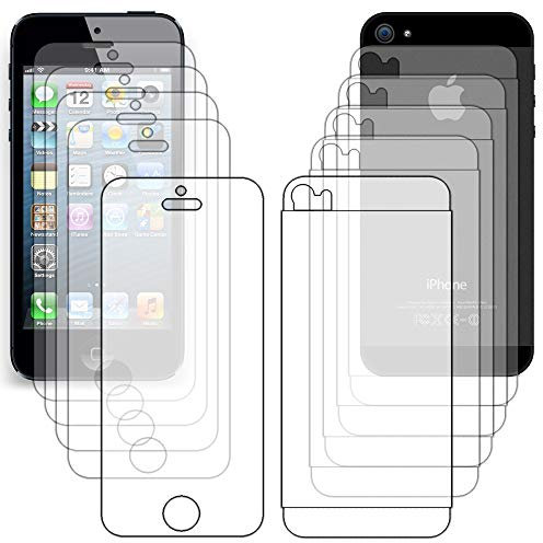 ebestStar - compatible with iPhone SE Screen Protector (x5 pack) iPhone 5 5S FRONT and BACK Flexible Screen guard (not Temperated glass) Bubbles Free Cleaning Cloths