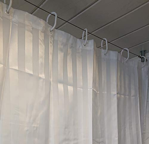 Duschvorhang Textil Satin Streifen Farbe: Weiss weiß Größe: (180 x 200 cm)