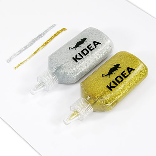 2 tubetti da 40 g di colla glitter colore oro e argento idea hobby creativa