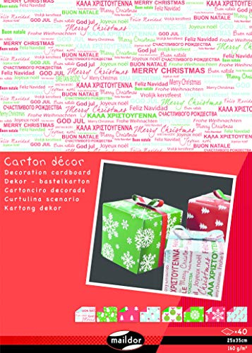 Clairefontaine Maildor 354591C Bastelkarton Dekor (Block mit 40 Bögen, 25 x 35cm, 160g, ideal für Bastelarbeiten, Sortierung Weihnachten) 1 Block