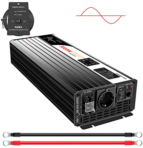 XIJIA 3000W xijia Wechselrichter 24V reine Sinuswelle zu AC 230V 50Hz LCD-Anzeige Solarenergiekonverter für Heimauto (DC24V (Reichweite 20V-30V) 3000W)