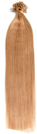 Dunkelblonde Keratin Bonding Extensions 100% Remy Echthaar Human Hair - 300x 1g 45cm Glatte Strähnen - Lange Haare mit Keratin Bondings U-Tip Haarverlängerung Haarverdichtung-Farbe:#18 Dunkelblond