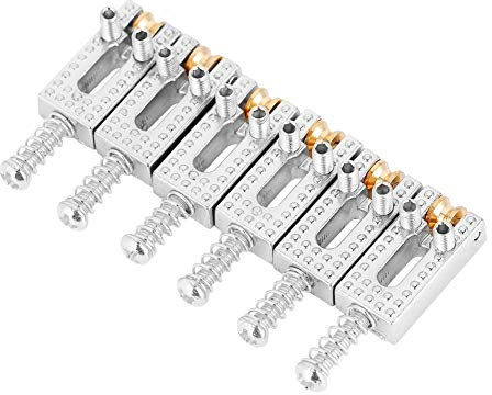 Dilwe Saddle for Electric Guitar, 6 Roller Bridge Saddles for Strat Tele Electric Guitar 4 colors(Silver)