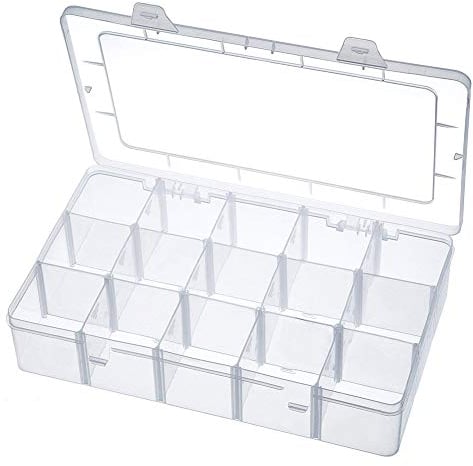Lispeed Aufbewahrungsbox 15 Fächer Kunststoff Verstellbar Schmuck Aufbewahrungsbox Aufbewahrungsbox mit herausnehmbaren Trennwänden für Spulen Perlen Spulen Beauty Zubehör Nagellack, Kunststoff