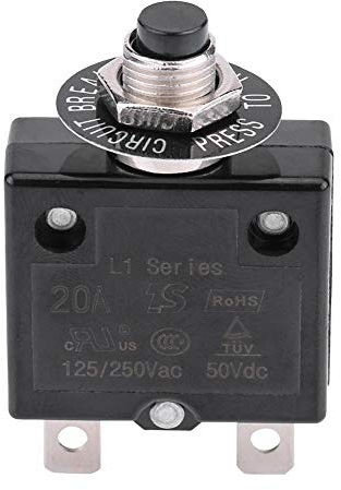 Interruttore Termico 5 A / 8 A / 10 A / 15 A / 18 A / 20 A / 30 A, Protezione Sovraccarico di Corrente Interruttore Automatico di Ripristino Manuale Interruttore (20A)