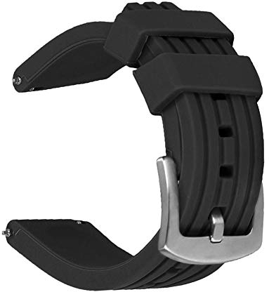 Weimob Silikon Uhrenarmband Silikonarmband Uhrband 20mm Silikon Smartes Uhrenarmband Taucherarmband Schwarz Schnell-Montierbar Ersatzuhrband Sportlich Uhrenarmbänder 20mm 22mm 24mm