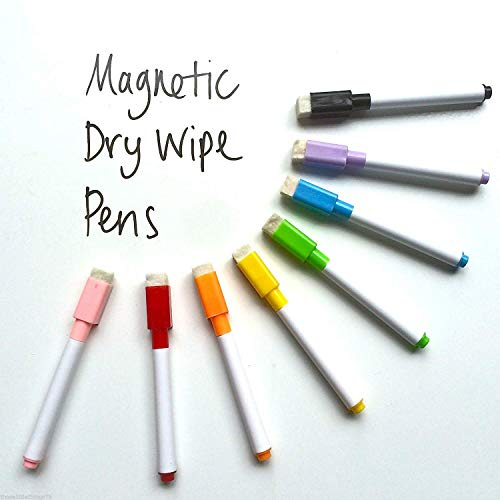 LondonExpress 8 Colour Set Magnetic White Board Marker Pens, Dry Erase Eraser, Easy Whiteboard
