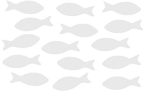 Unbekannt Tischdeko Streudeko Fische Holz 15 Stück Natur Petrol Silber Weiß Gold Mauve Lila Grün Kommunion Konfirmation, Farbe:Weiß