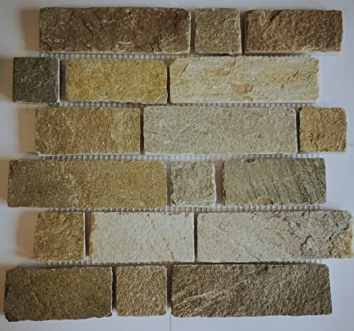Mosaik Fliese Schiefer Naturstein Brick hell beige MOS34-1202_f
