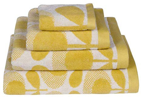 Orla Kiely Gant de toilette ovale jaune clair avec fleurs mouchetées (30 x 30 cm)