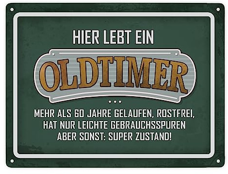 Hier wohnt ein Oldtimer Metallschild XXL mit Retro- Stil Motiv