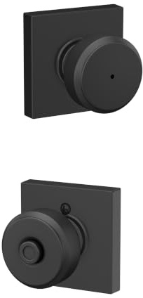 SCHLAGE F40 BWE 622 COL Bowery Knob with Collins Trim Bed & Bath Privacy Door Lock, Matte Black